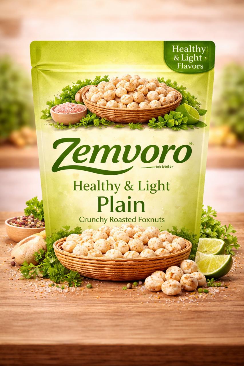 Zemvoro Plain Makhana | Healthy & Light Roasted Foxnuts – 80g