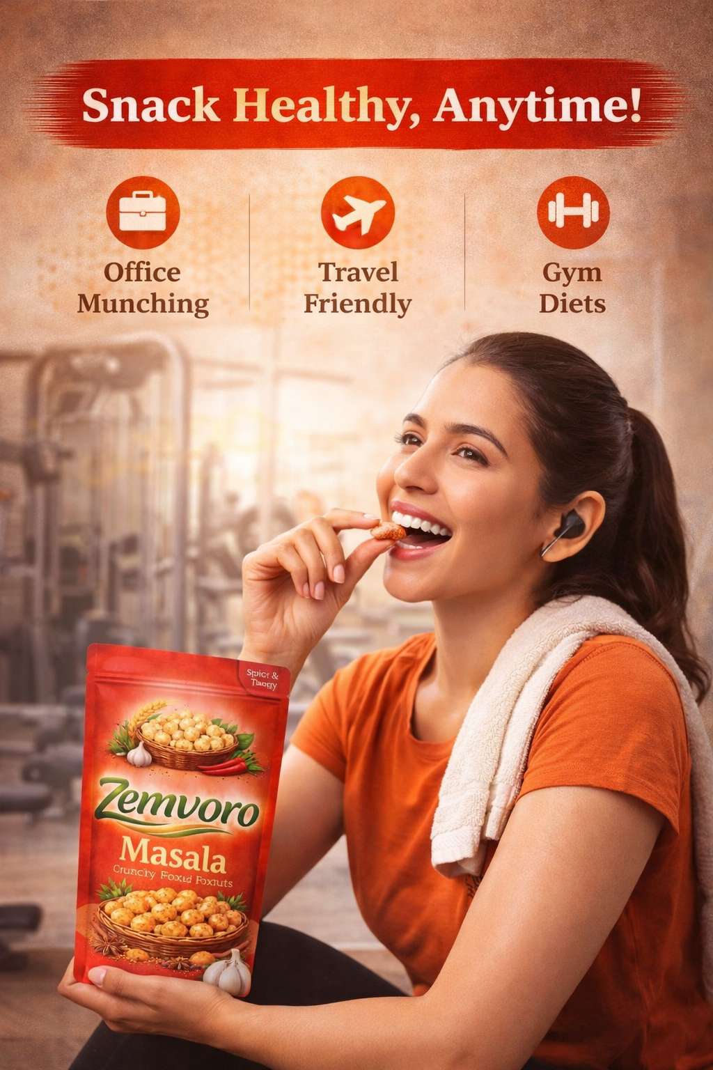 Zemvoro Masala Foxnuts (Makhana) | Spicy Crunchy Roasted Healthy Snack – 80g