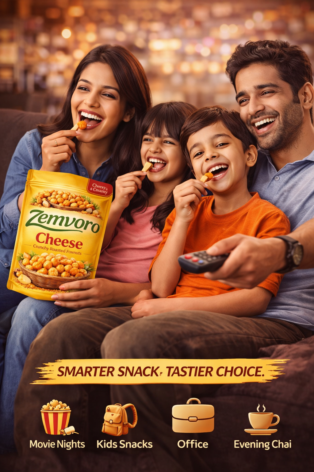 Zemvoro Cheese Foxnuts (Makhana) | Cheesy & Crunchy Roasted Healthy Snack – 80g