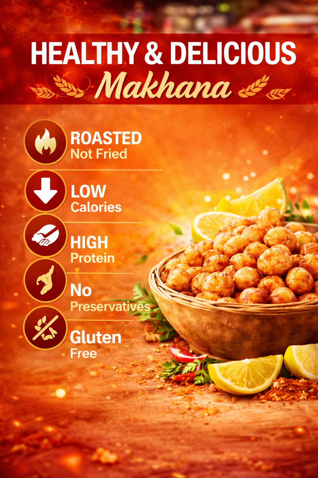 Zemvoro Chatpata Mix Foxnuts (Makhana) | Tangy & Spicy Roasted Healthy Snack – 80g