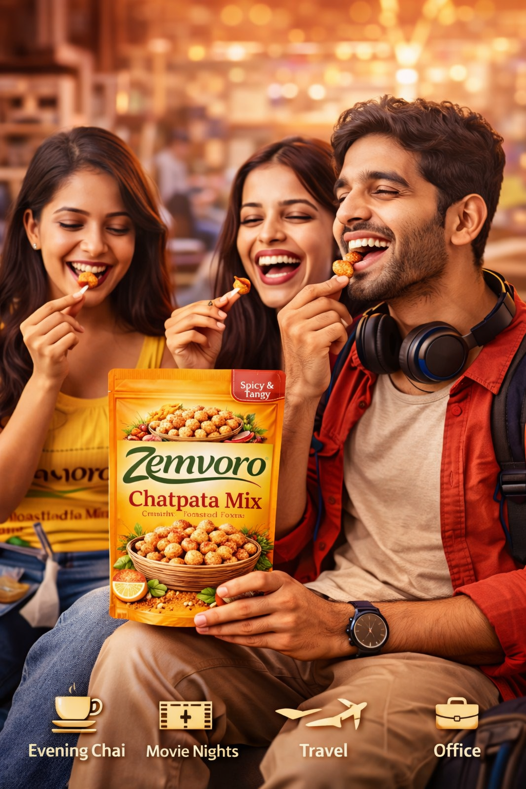 Zemvoro Chatpata Mix Foxnuts (Makhana) | Tangy & Spicy Roasted Healthy Snack – 80g