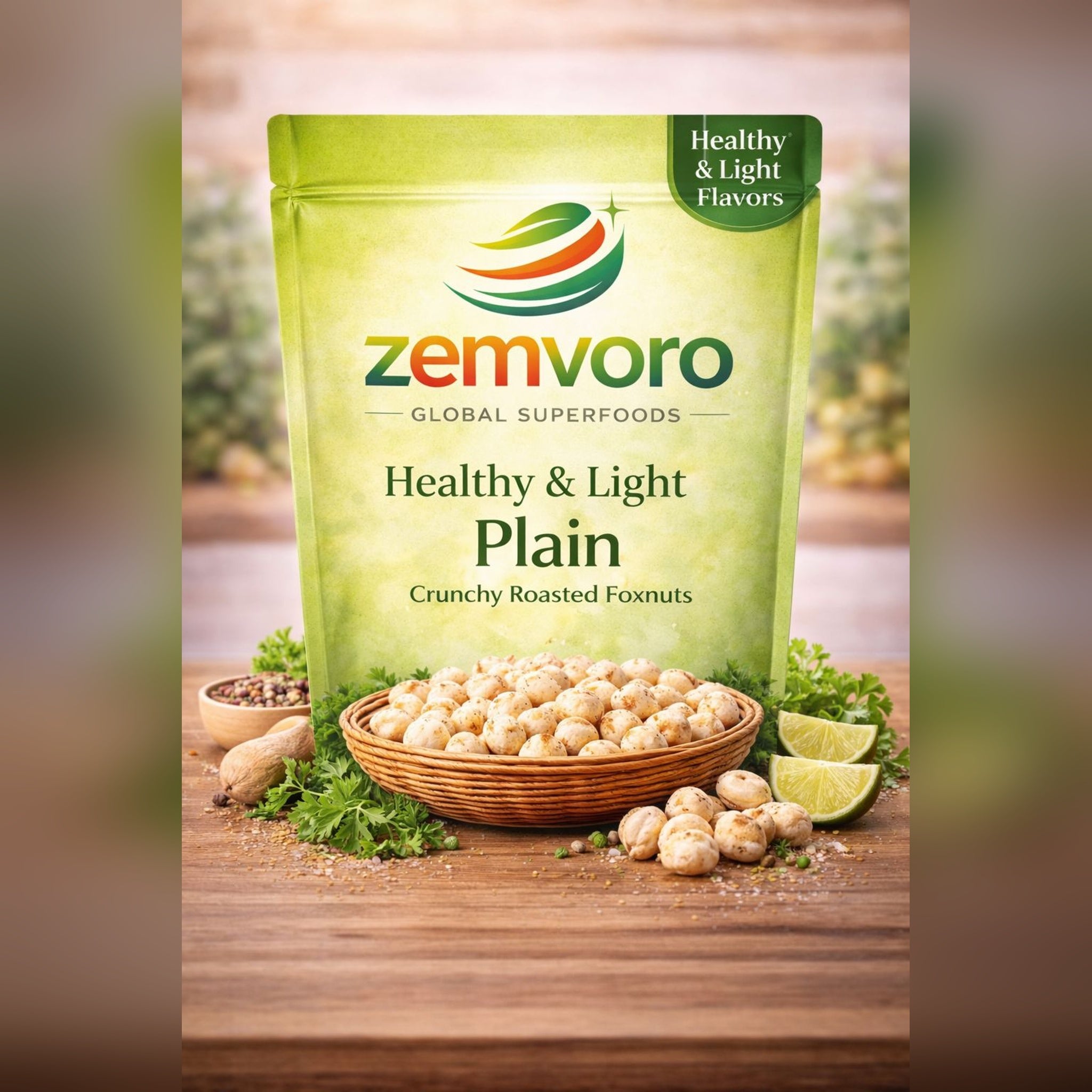 Zemvoro Plain Makhana | Healthy & Light Roasted Foxnuts – 80g